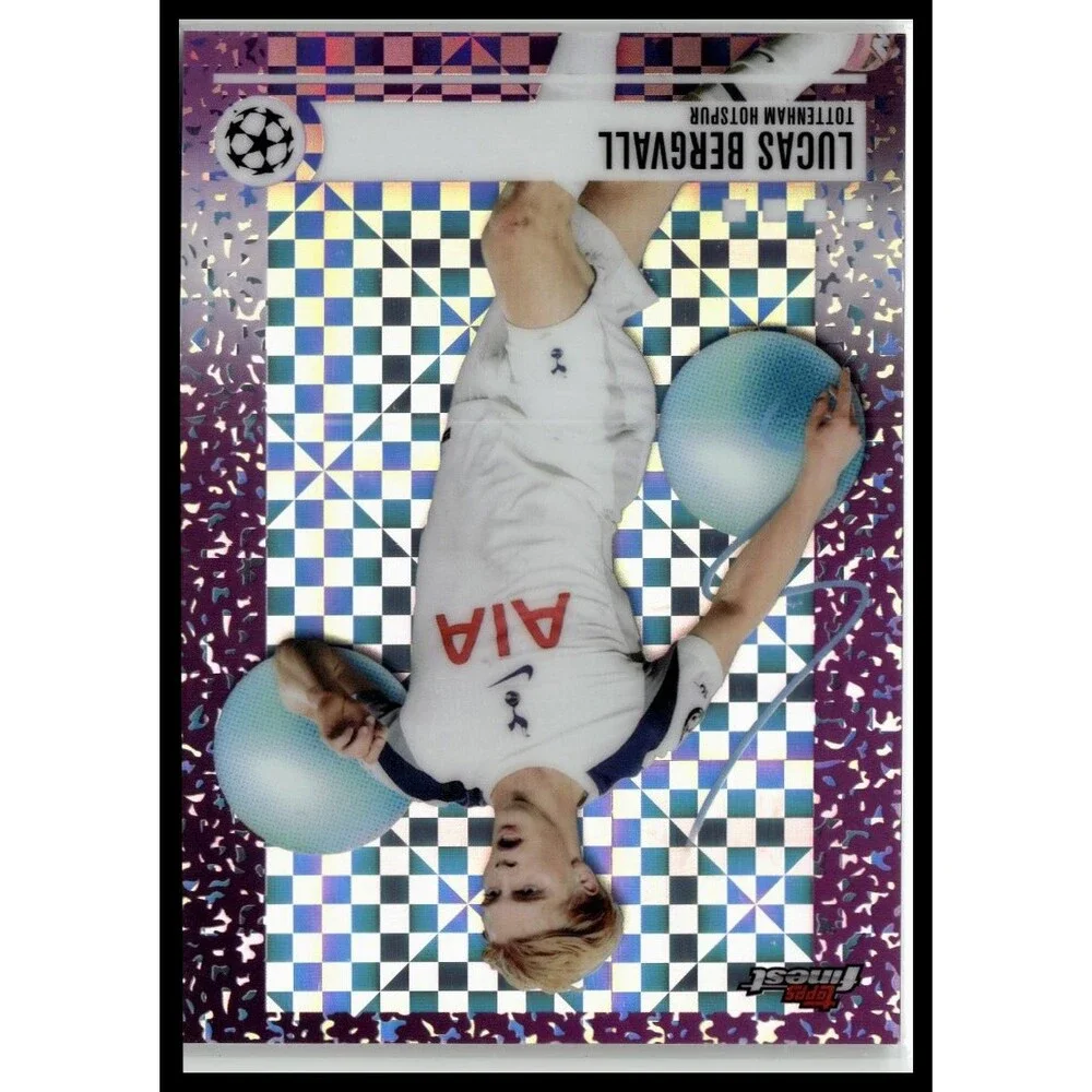 2025-26 Finest UEFA Lucas Bergvall Purple Checkerboard Refractor #/99 Spurs